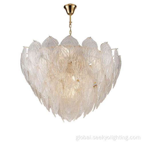 Luxury Modern Chandeliers Luxury Glass Leaf Pendant Lamp Crystal Leaf Chandelier Factory
